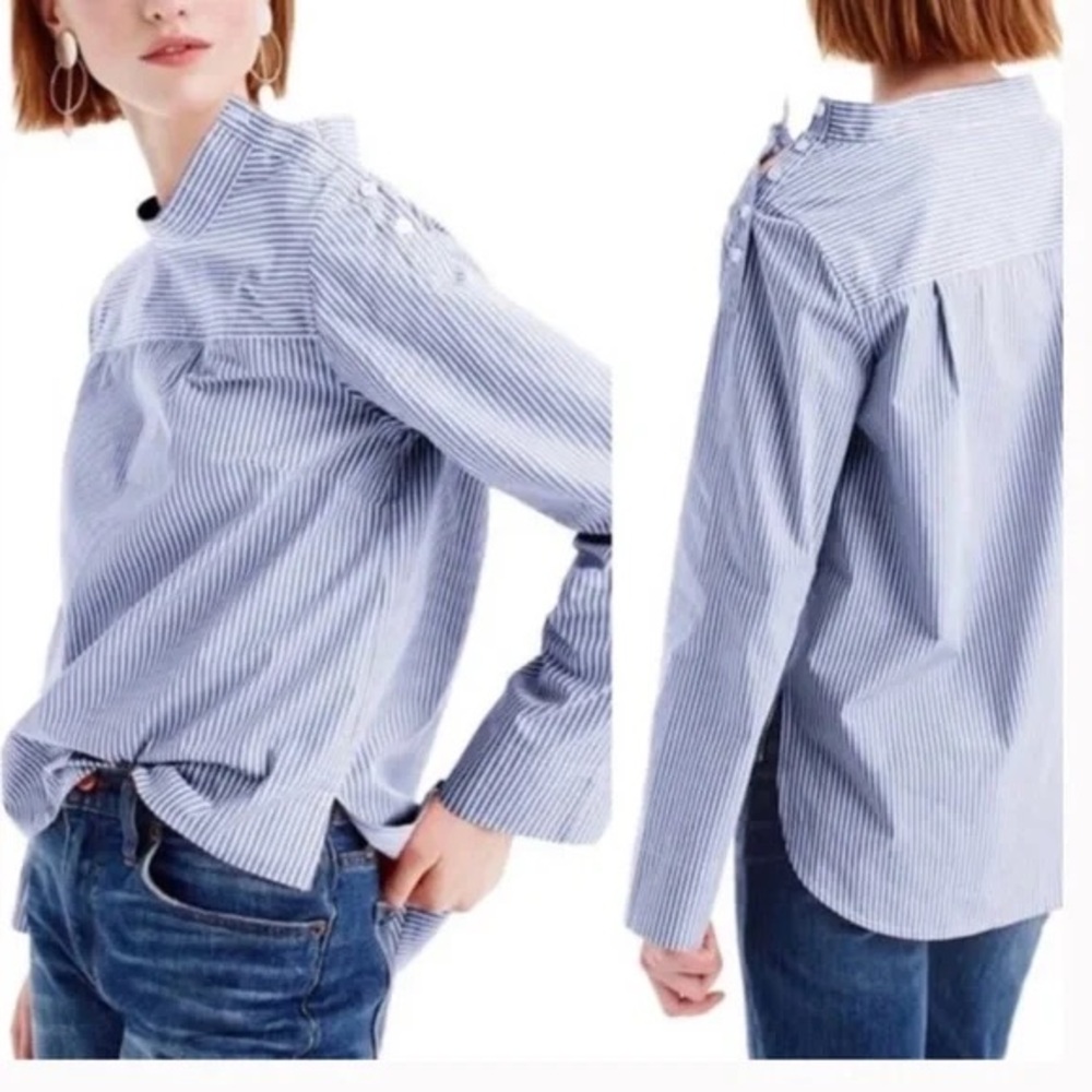 J. Crew funnelneck striped top with high low hem